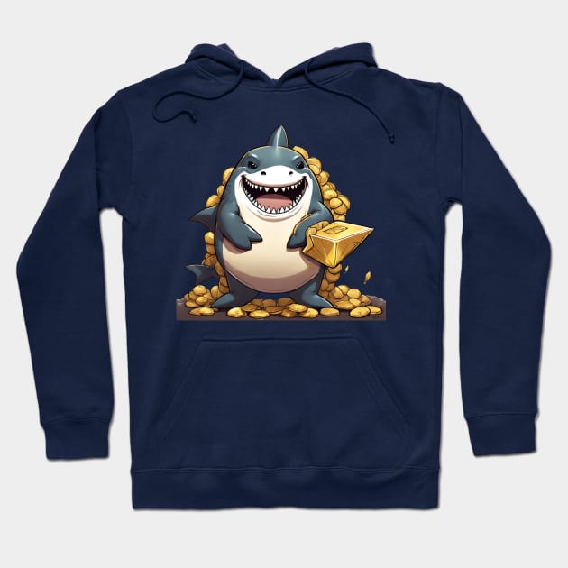 shark with piles of gold Hoodie by dodolanlaku